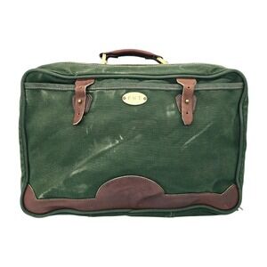 Vintage Orvis Battenkill Bag Travel Weekender‎ Pique Canvas Green Leather Large